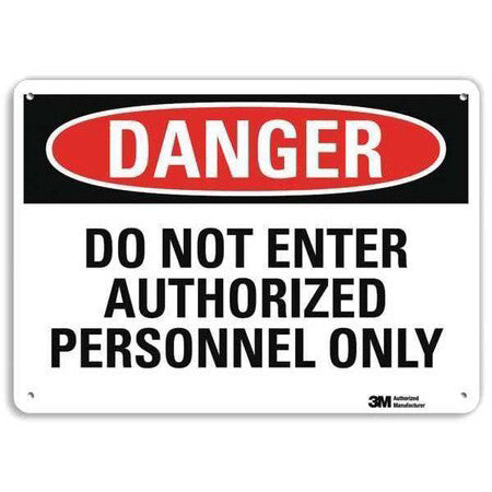 Lyle U3-1314-Na_14X10 Danger Sign, 10 In H, 14 In W, Aluminum, Horizontal