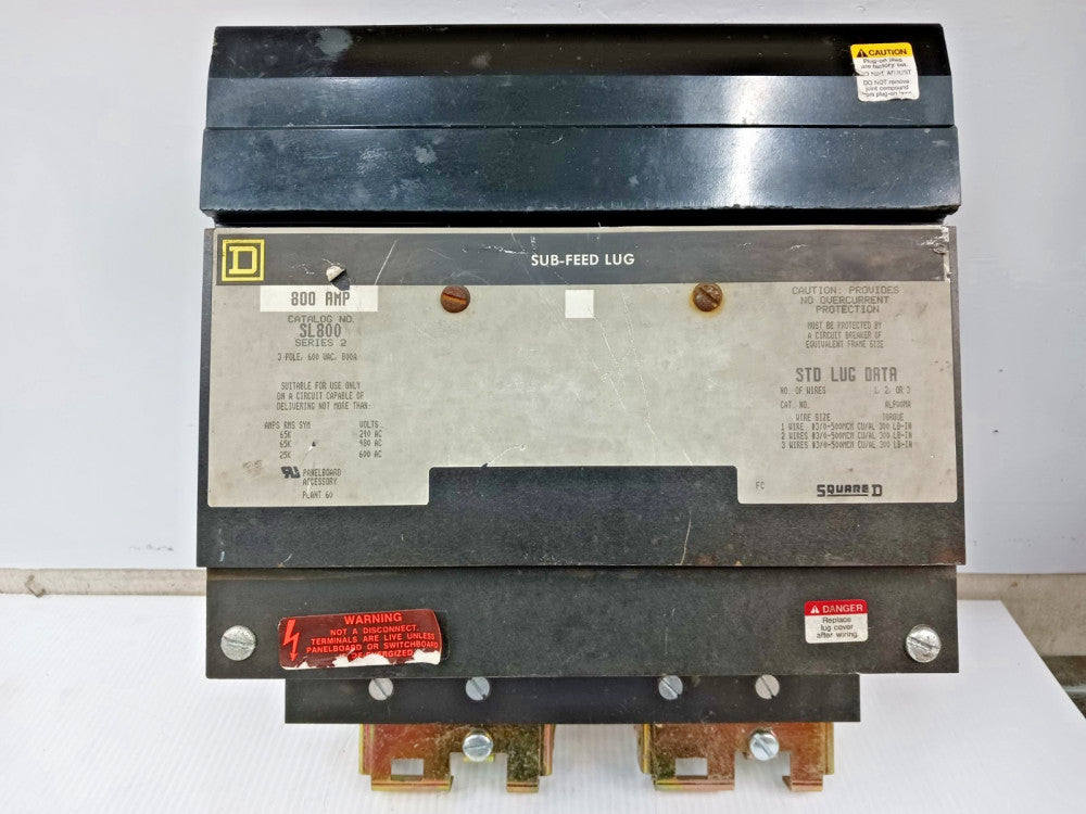 Square D 800 Amp I-Line Subfeed Plug-on Lugs 3 Pole 600 VAC 65kA SL800