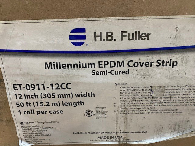H.B. Fuller ET-0911-12CC Millennium EPDM Cover Strip Semi Cured 12" x 50 FT