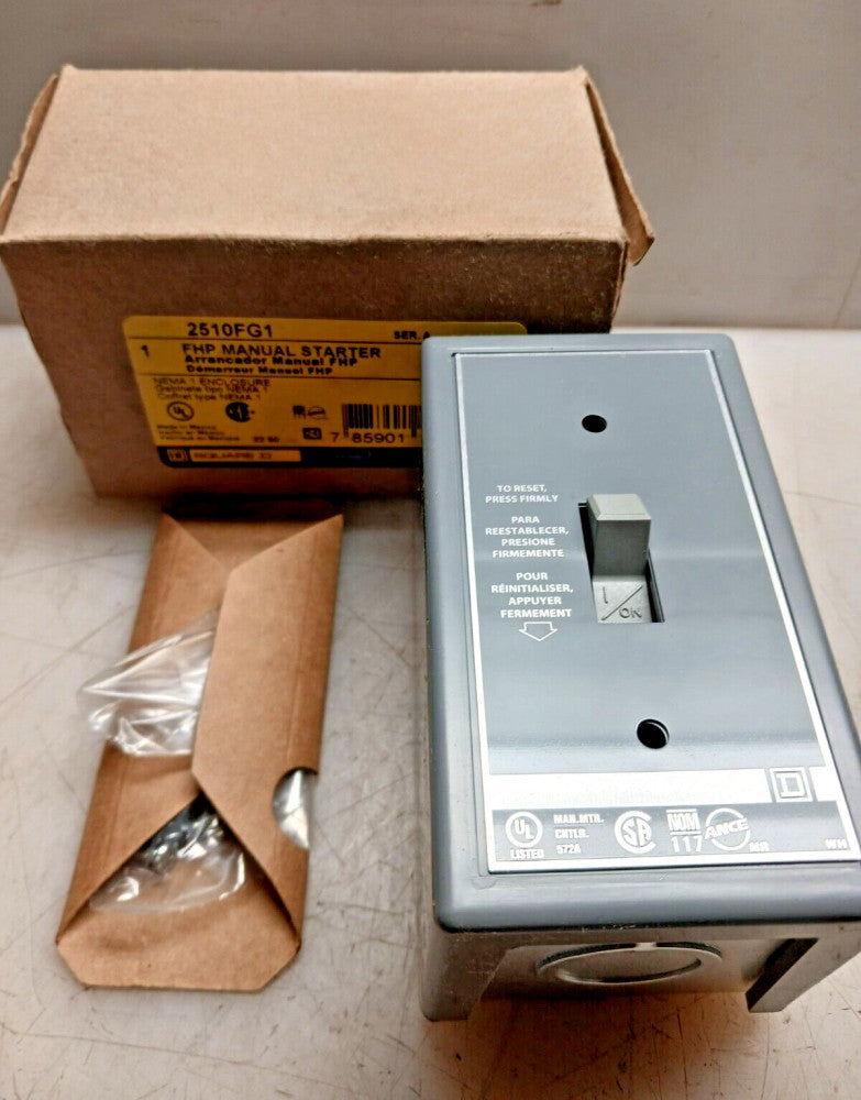 NEW SQUARE D FHP 2510FG1 MANUAL MOTOR STARTER 115-277 VAC 1 HP