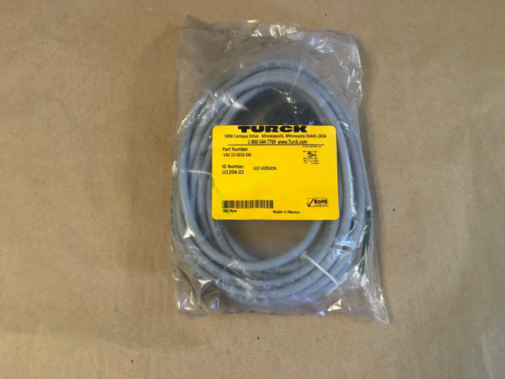 TURCK VAS 22-E653-5M VALVE PLUG CORDSET, LED VERSION, U1204-02 (KB)
