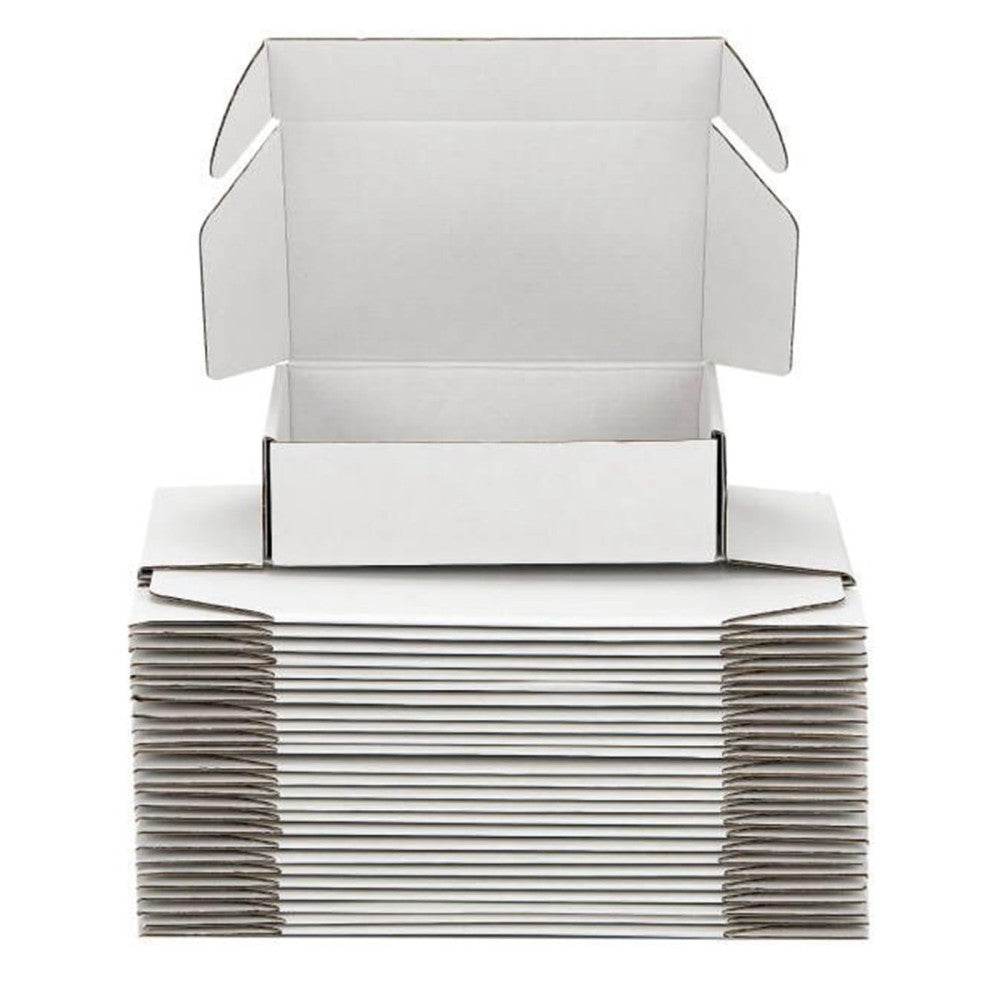 Small Shipping Boxes 8x6x3 Inch (25 Pack) - Sturdy White Corrugated Cardboard...