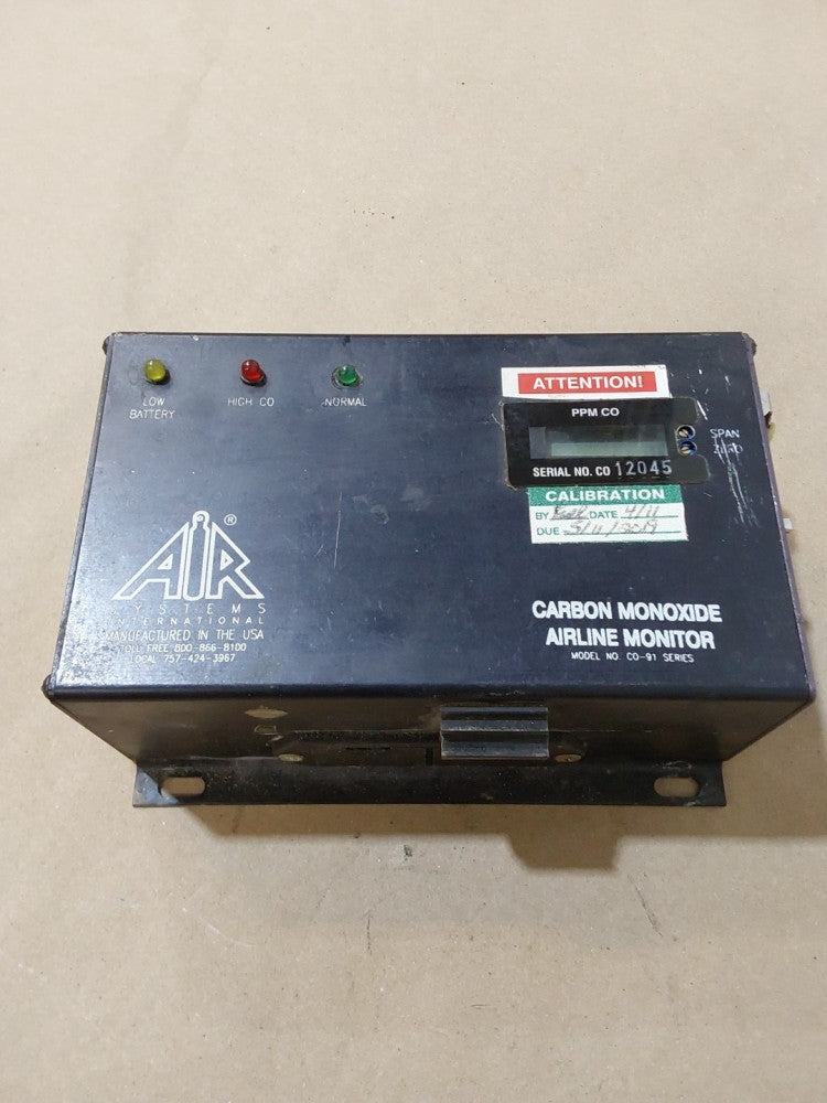 Air Systems Carbon Monoxide Airline Monitor C0-91 Series~