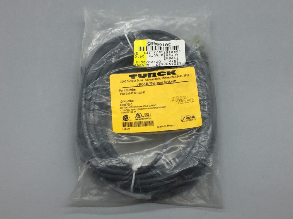 TURCK PKW 3M-P7X2-10/S90 CORDSET 10 METER 10VAC/30VDC