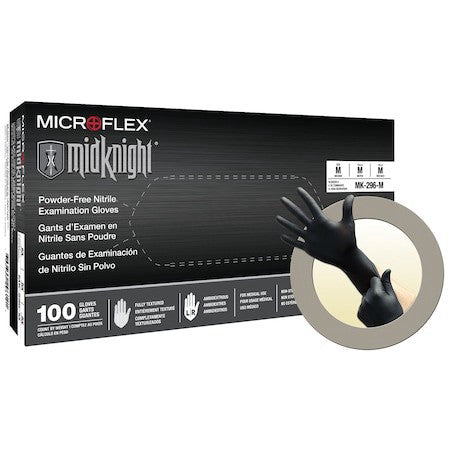 Ansell Mk-296 Midknight Mk-296, Disposable Gloves, 4.7 Mil Palm, Nitrile,