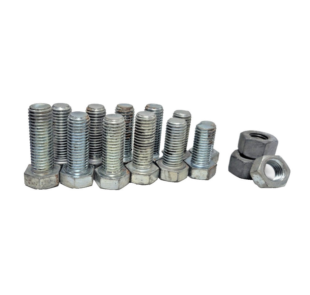 ASSORTED LENGTH FULLY THREADED HEX BOLT 3/4-10 ZINC PLATED STEEL LOT OF 15 W/NUT