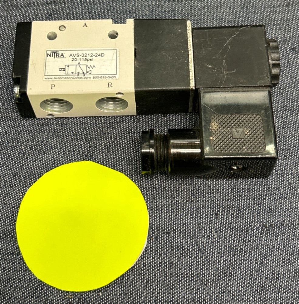 NITRA PNEUMATICS AIR SOLENOID VALVE AVS-3212-24D 20-115 PSI