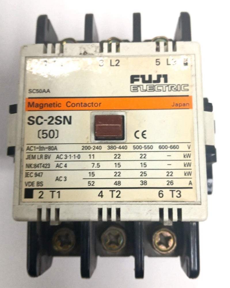 FUJI ELECTRIC MAGNETIC CONTACTOR TYPE SC-25N 50 AMP 3 POLE 110/120 VAC COIL