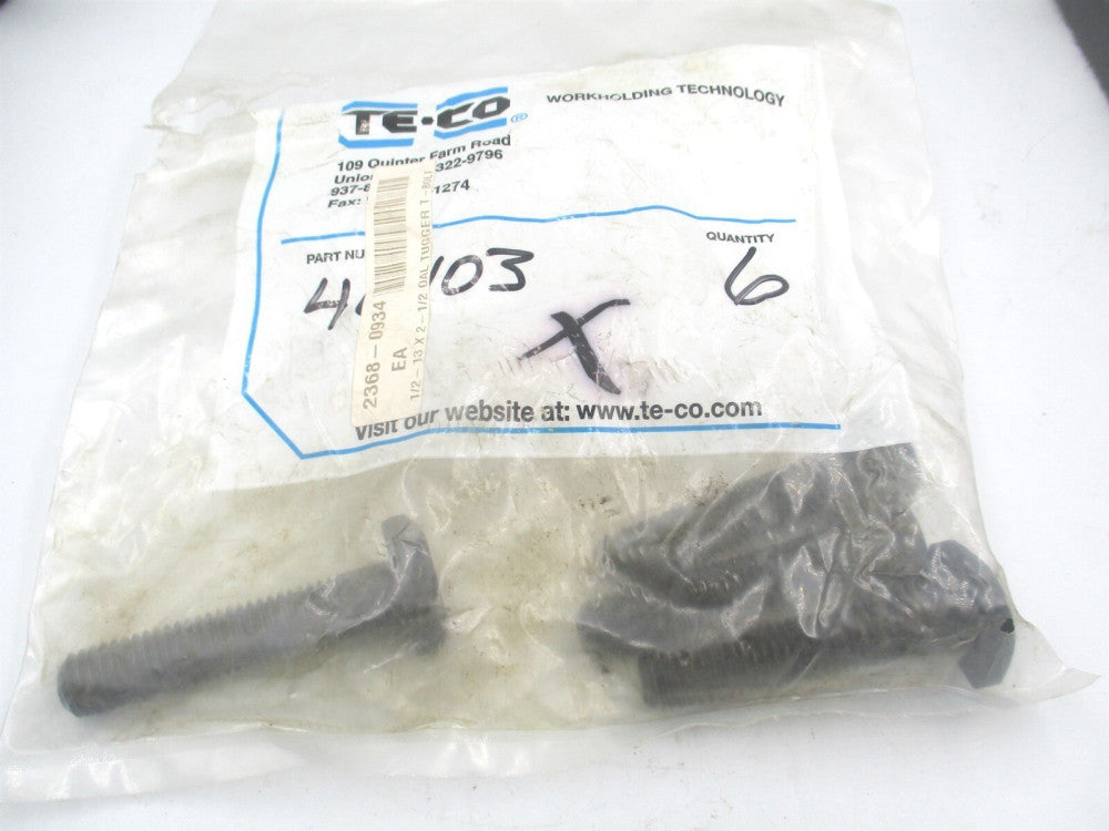 TE-CO (46403) 1/2-13 Medium Carbon Steel Black Oxide Tugger T-Bolts - Pack of 4