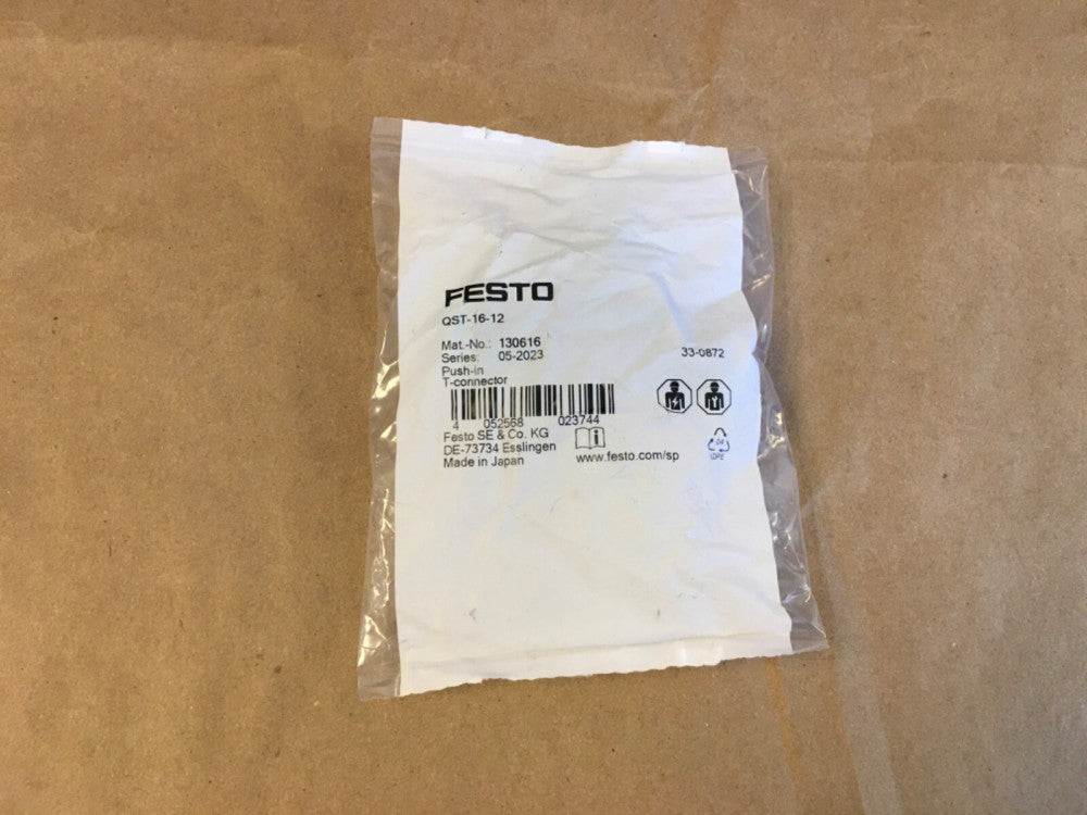 NEW FESTO QST-16-12 PUSH-IN T-CONNECTOR MAT. NO. 130616 (KB)