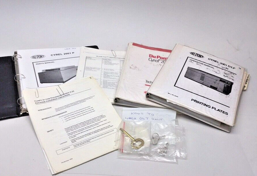 Cyrel 2001 Manuals Used Collection of Manuals for Drier, Wash Out, PRI Still