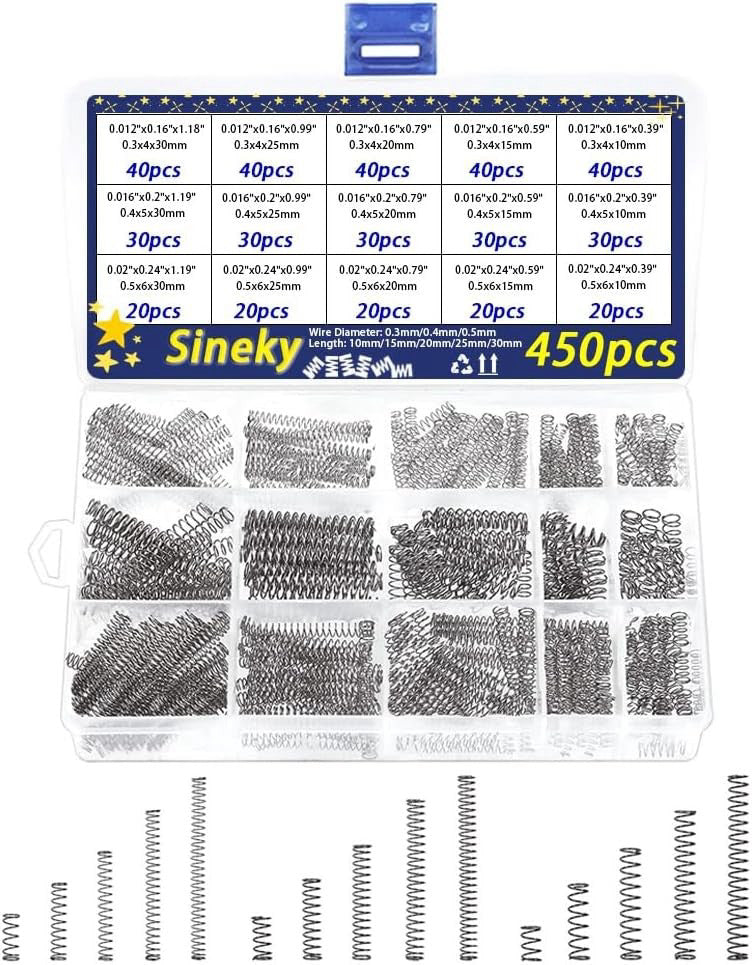 450pcs Compression Springs Assortment Kit, Small Spring Set for DIY
