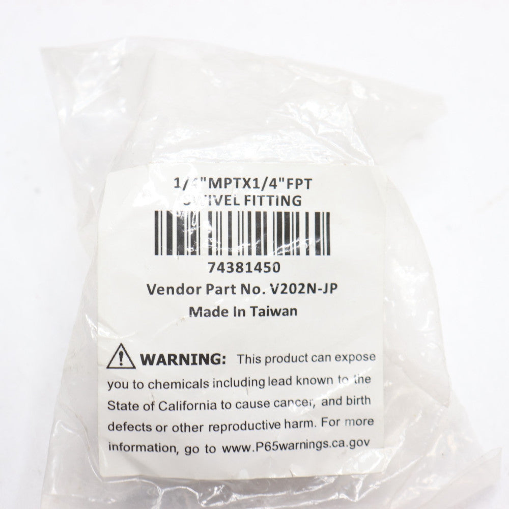 Pneumatic Swivel Fitting Aluminum 1/4" Body Dia 1/4" Male x Female NPT 74381450