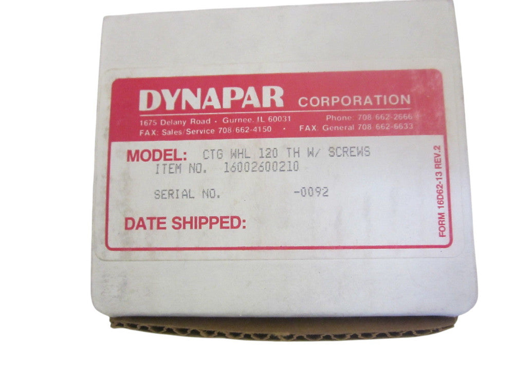 DYNAPAR 16002600210 COUNTING WHEEL GEAR, 120 TEETH, 5/8" BORE NSMP