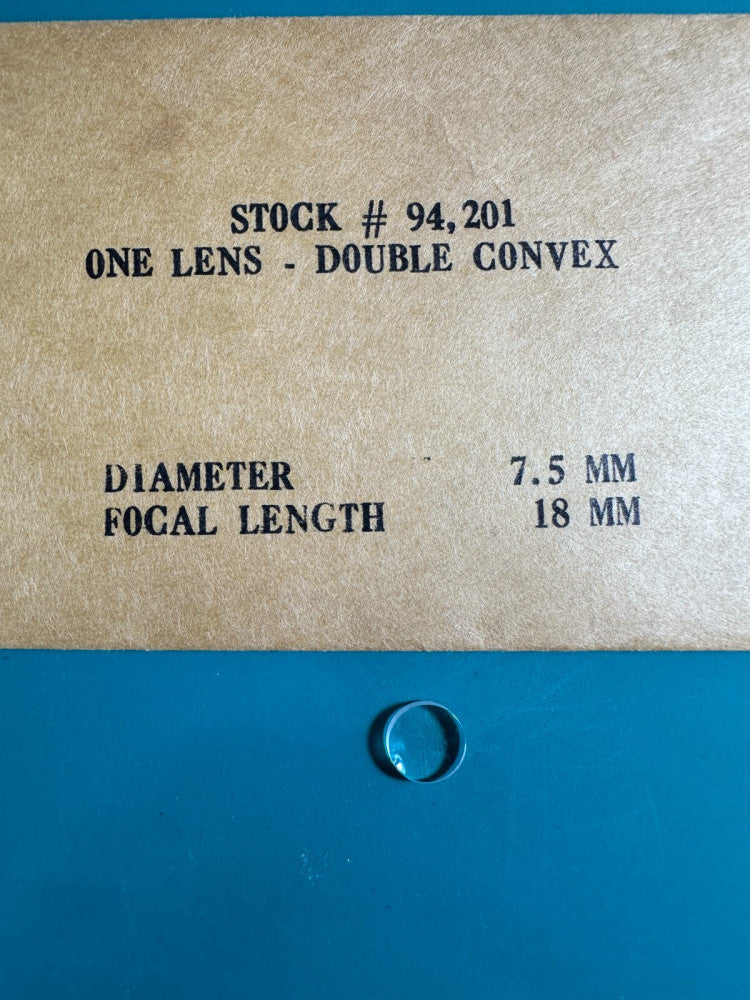 Edmund One Lens Double Convex 7.5mm Diameter 18mm Focal Length