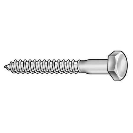 Zoro Select U51900.025.0250 Lag Screw, 1/4 In, 2-1/2 In, 18-8 Stainless Steel,