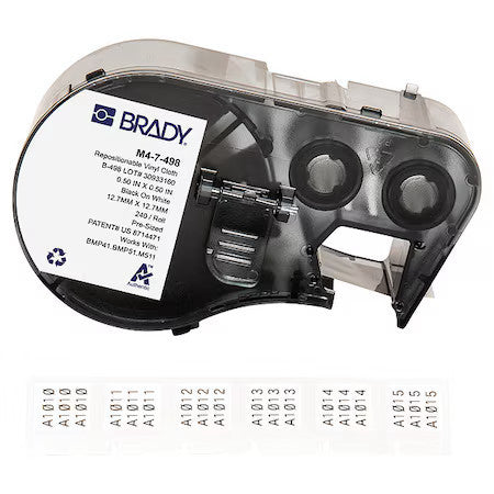 Brady M4-7-498 Precut Label Roll Cartridge,Vinyl,White
