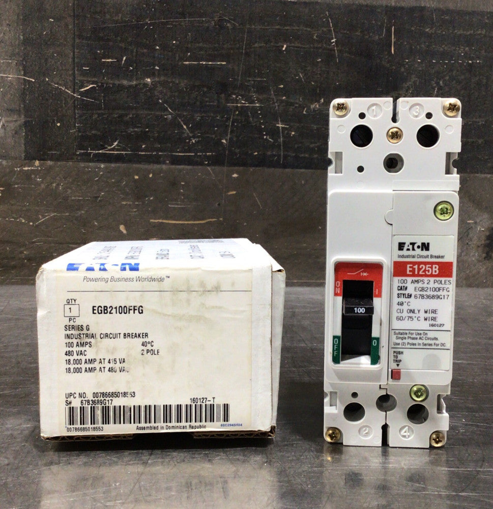 Eaton NSB EGB2100FFG Molded Case Breakers EGB 2P 100A 480V 50/60Hz Nos Surplus