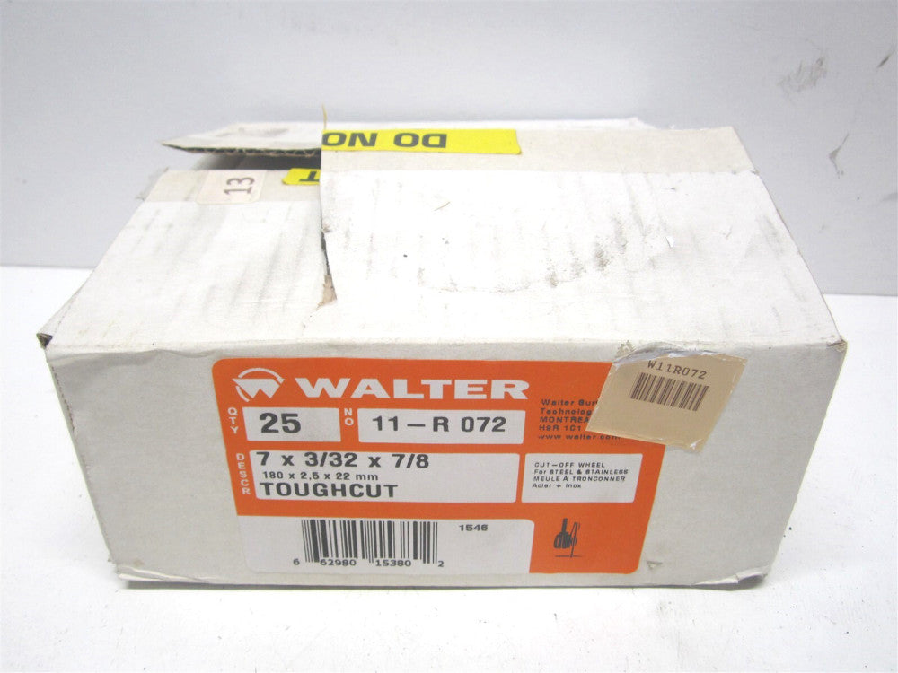 Walter (11R072) 7" x 3/32" x 7/8" Type-1 Aluminum Oxide Cutoff Wheel - Lot of 25