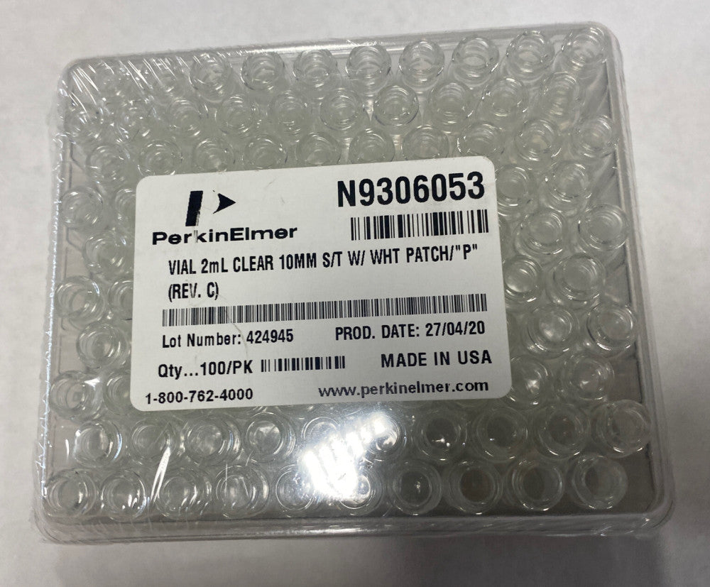 Perkin Elmer N9306053 Vial, screw top, clear, certified, 2 mL, 100/pk