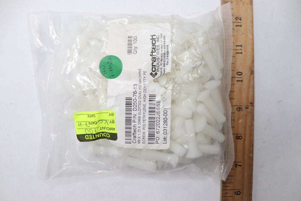(100-Pk) Craftech Plain Pan Slotted Metric Machine Screw M8 x 1.25 x 30mm