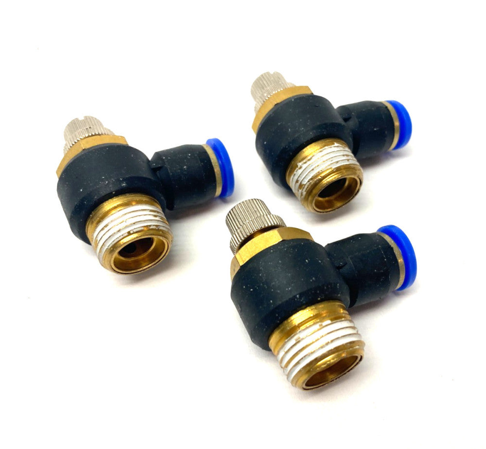 SNS JSC10-04 Flow Throttle/Speed Control Elbow Valve Fitting 10mm Tube LOT OF 3