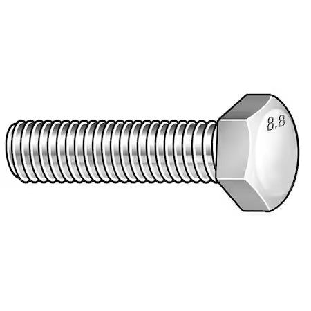 Zoro Select Hf18080300-050P2 Class 8.8, M8-1.00 Hex Head Cap Screw, Zinc Plated
