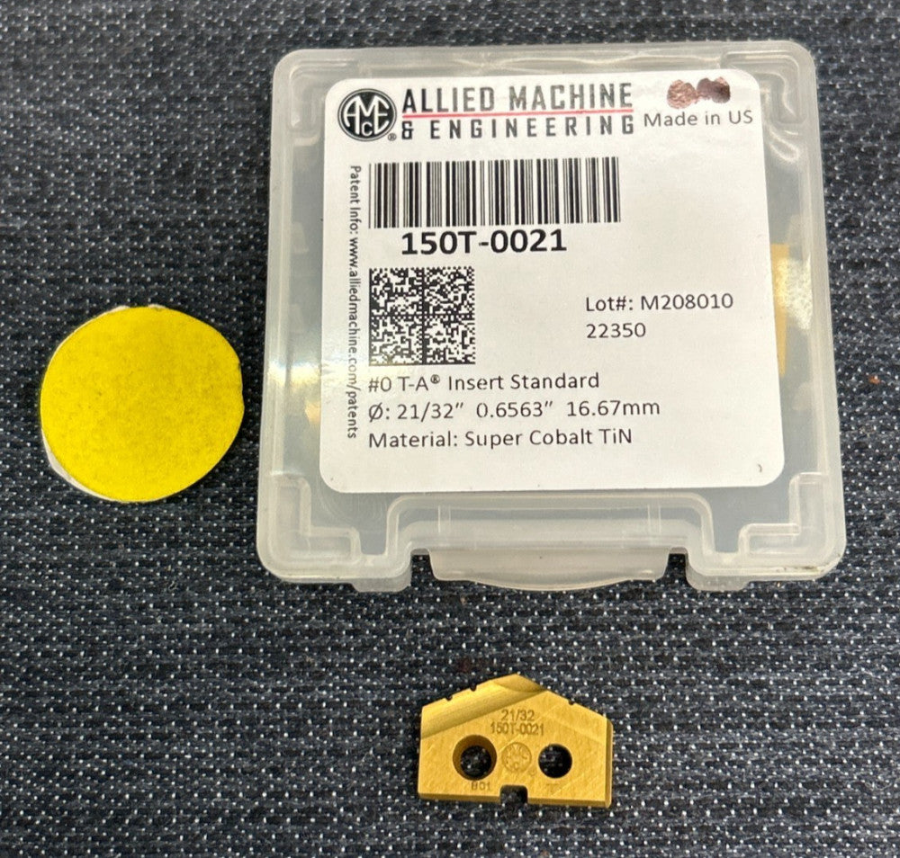 ALLIED MACHINE DRILL INSERT 150T-0021 DIAMETER 21/32" #0 T-A