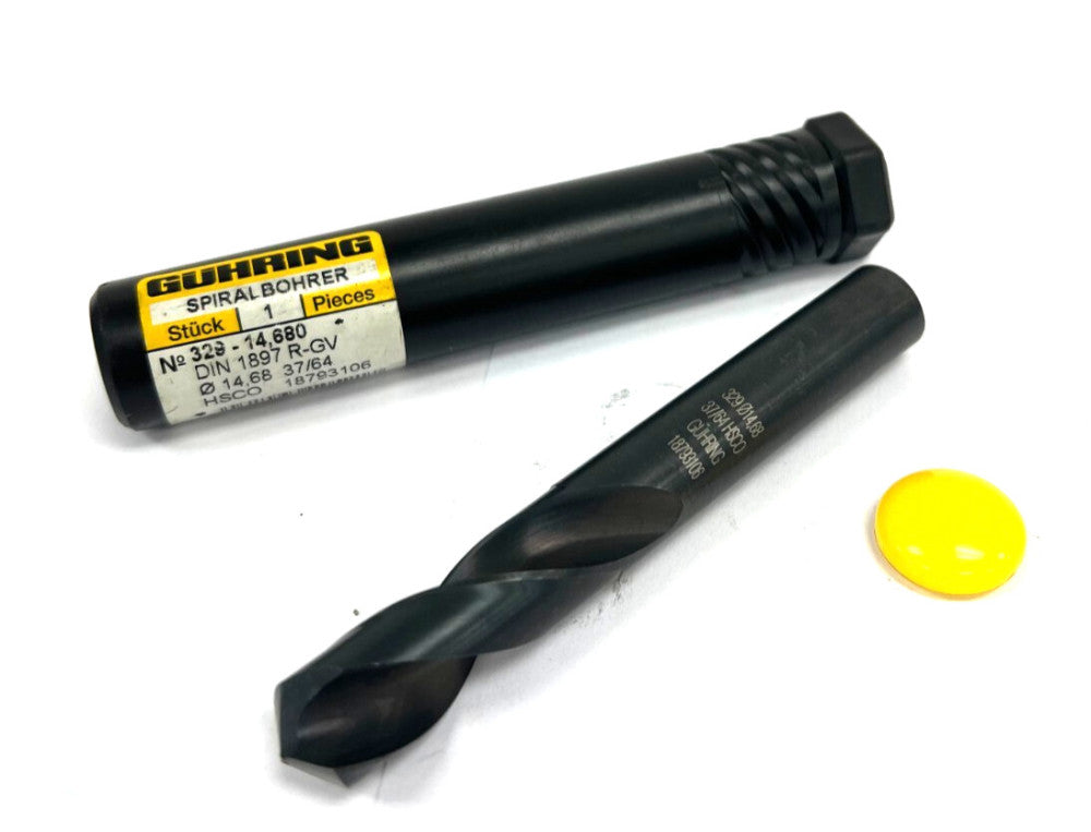 GUHRING 329-14680 SCREW MACHINE DRILL 37/64" OAL 4-3/8" 2 FLUTE SPIRAL HS