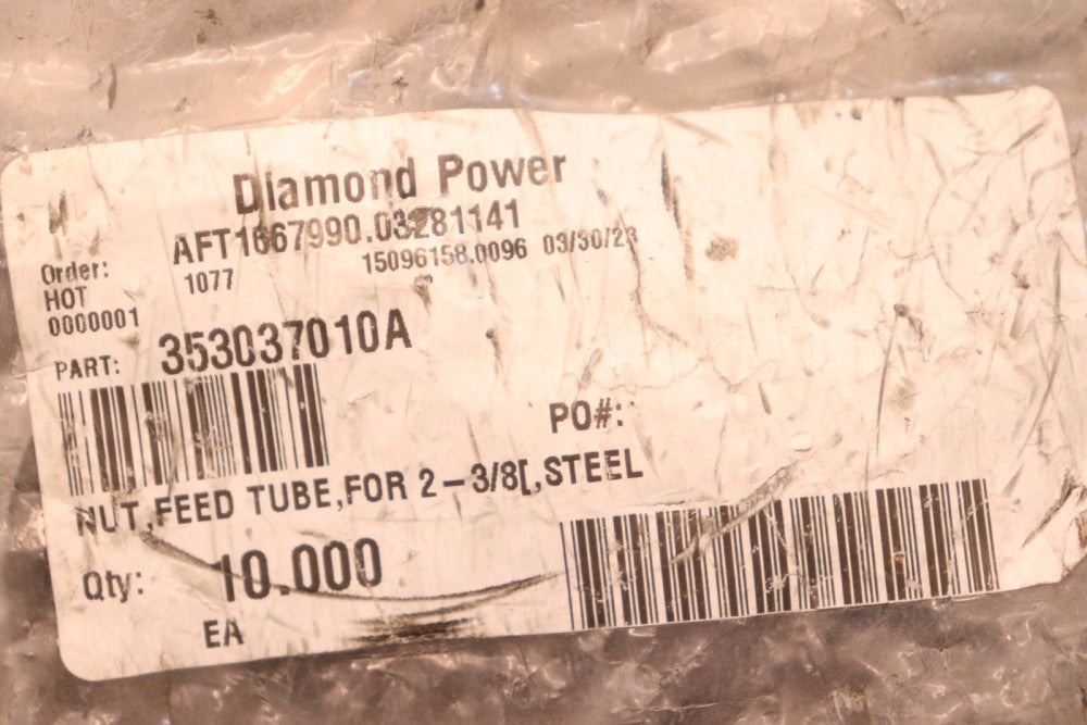 (10-Pk) Diamond Power Nut Feed Tube Steel for 2-3/8" 353037010A