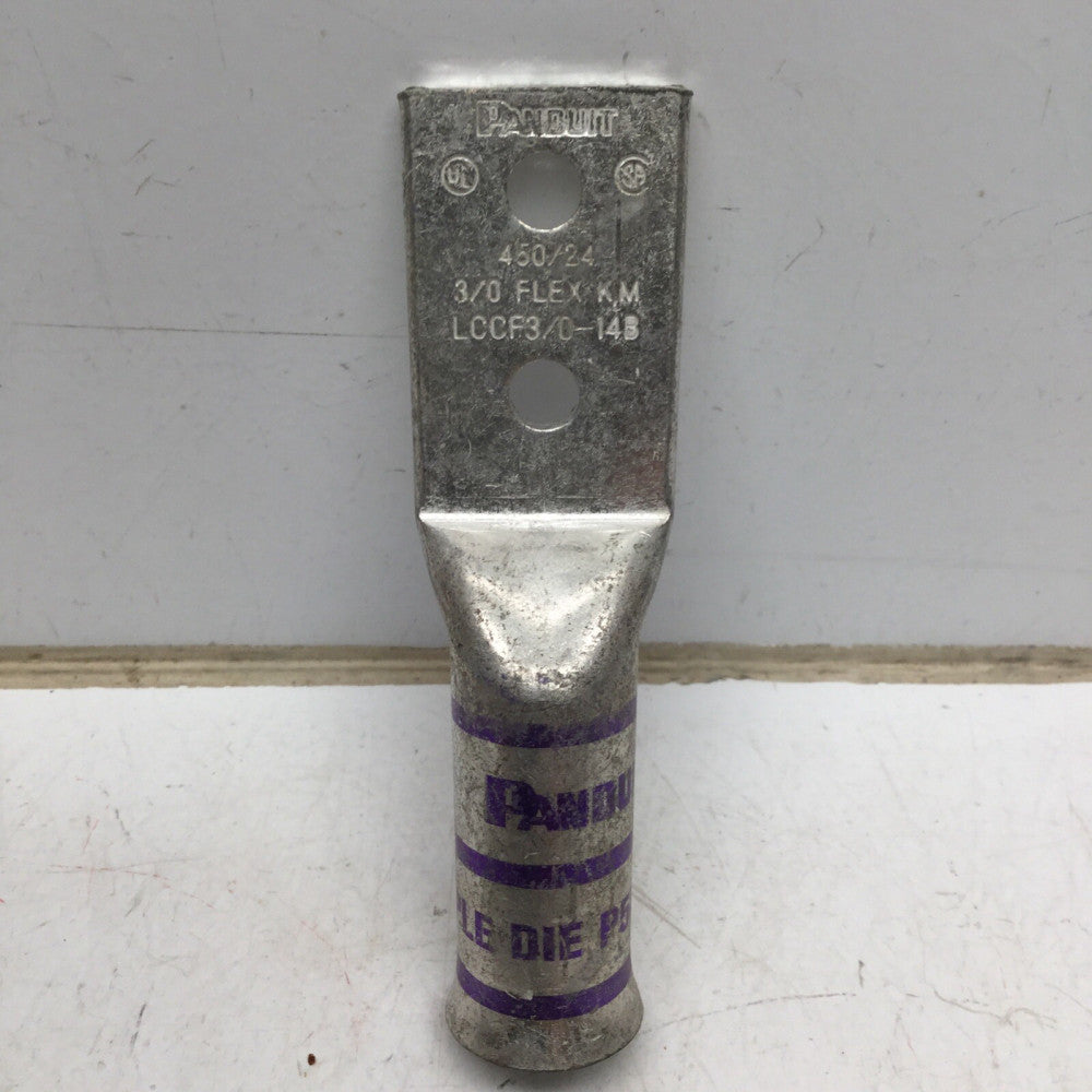 PANDUIT LCCF3/0-14B Compression Lug, 450/24, Flex K, M, Two Hole 1/4”