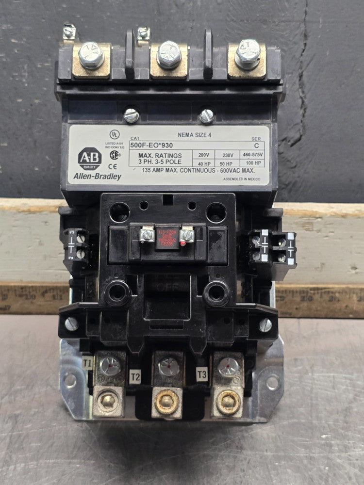 ALLEN BRADLEY 500F-EO*930 ,SIZE 4 CONTACTOR ,120V COIL, SEE PHOTOS! MAKE OFFER!