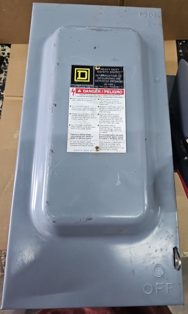 New no Box Square D HU362 3 pole 60 amp 600V Non-fusible disconnect