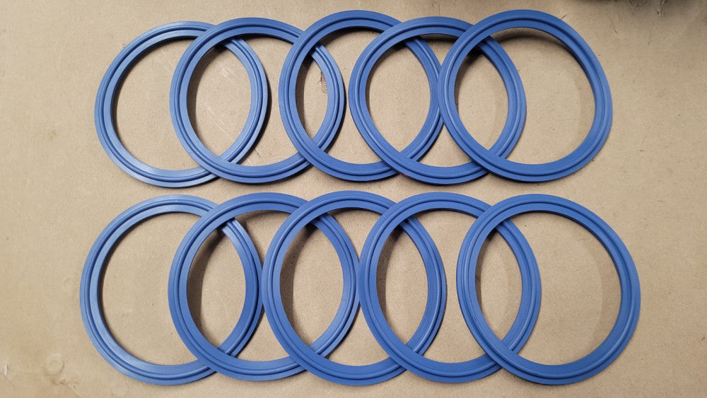 Lot Of 10 Blue EPDM Water & Steam Resistant Metal Detectable 3" OD Tube Gaskets