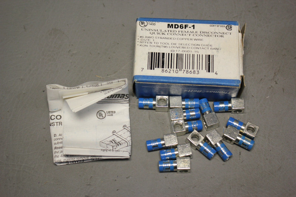 NEW THOMAS & BETTS MD6F-1 UNINSULATED FEMALE DISCONNECT PIGTAIL LOT OF 13