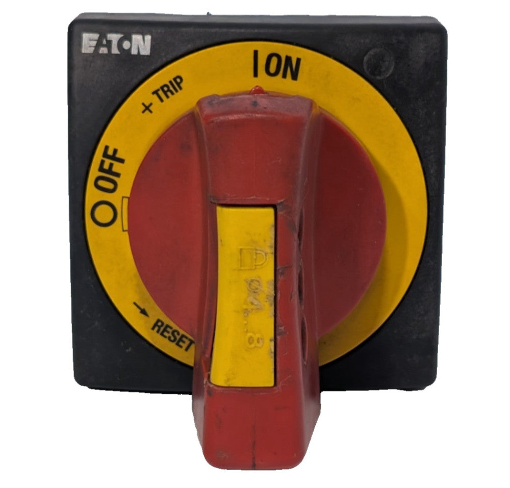 Eaton industrial yellow and red rotary handle emergency switch ON/OFF/TRIP/RESET
