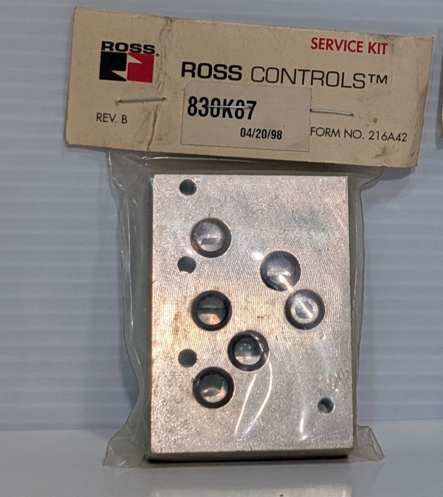 Ross Controls 830K87 service kit Rev B pneumatic valve block rebuild/seal parts