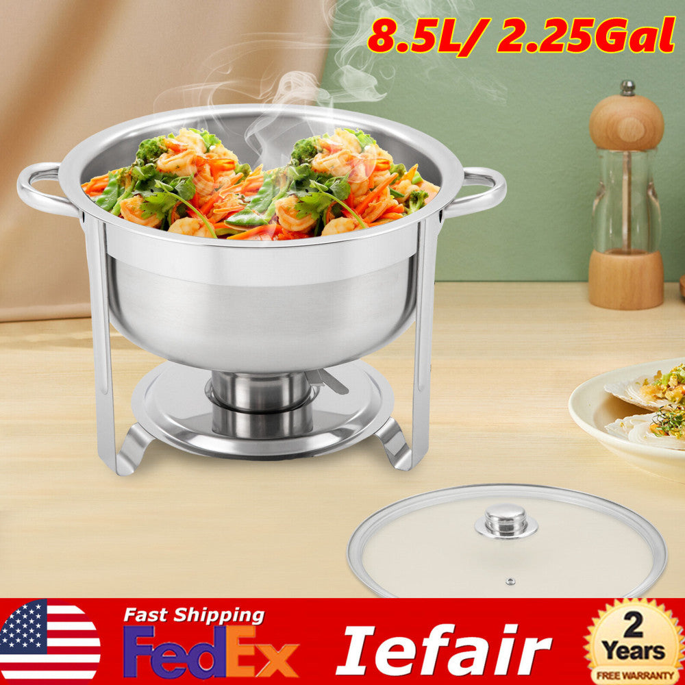 2.25Gal Chafing Dish Buffet Set Stainless Steel With Glass Lid & Fuel Holder DIY