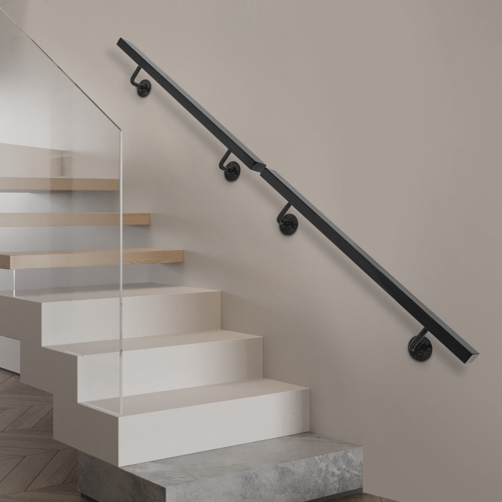 Stainless Steel Stair Rail 60" - Pre-Drilled for Wood, Brick & Concrete Walls