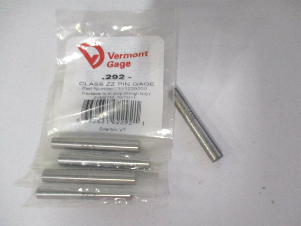 Vermont Gage (111229200) 0.292" Diam Class ZZ Minus Plug & Pin Gage - Lot of 5