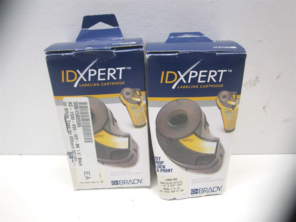 Brady (XC-1500-595-WT-BK) 1 1/2"x30' Vinyl Black on White Label Cartridge -Qty 2