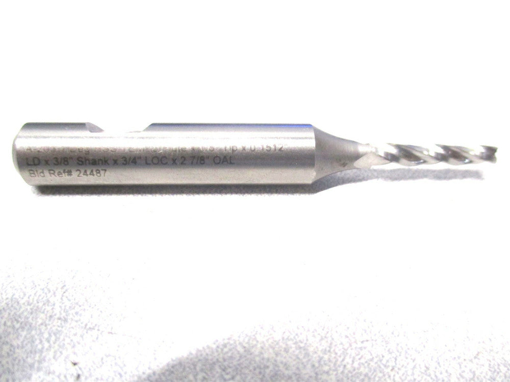 Conical (A-203) 1/8 - 0.151 x 2-7/8 3-Flute 1° Angle RH HSS Tapered End Mill