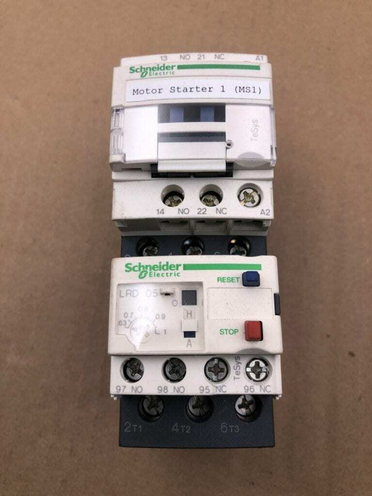 Schneider Electric TeSys 25A Motor Starter w/ Aux Relay 600VAC 3PH 1.5/4kW