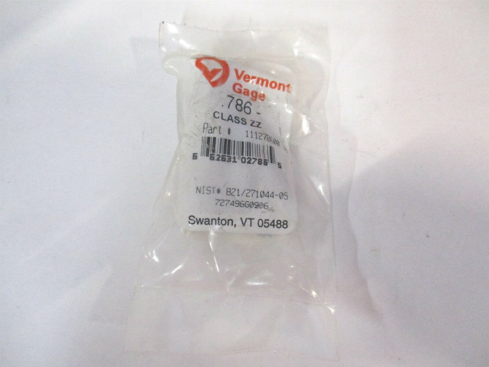 Vermont Gage (111278600) 0.786" Diam Class ZZ Minus Plug & Pin Gage