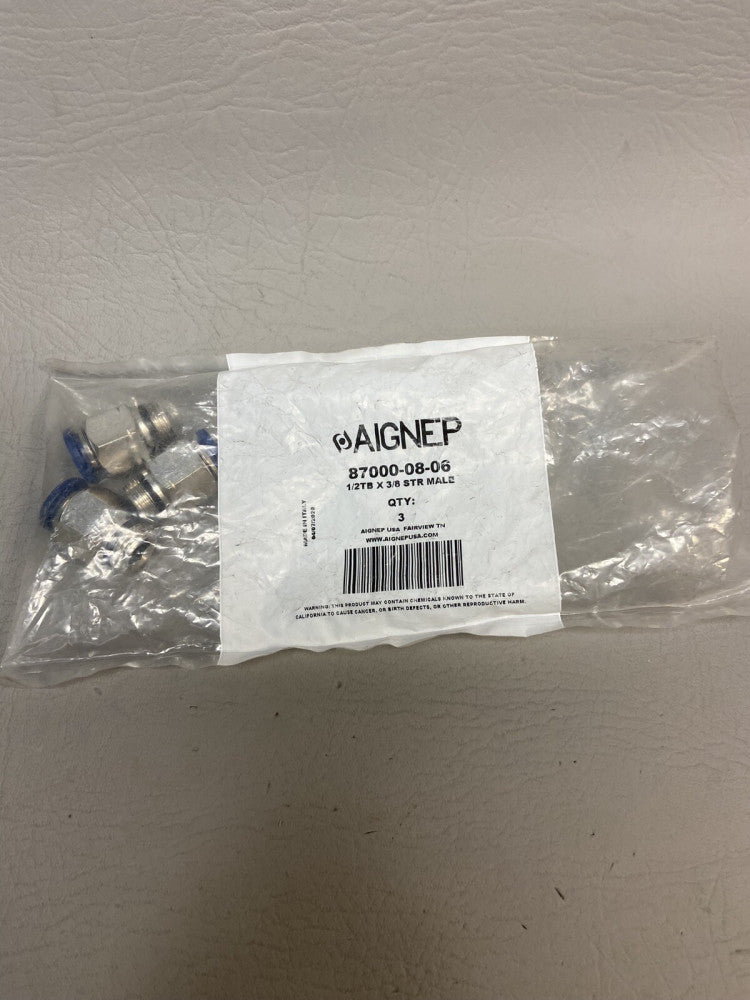 3 PCS- Aignep 87000-08-06 Straight Male Push Connector 3/8, Size 1/2