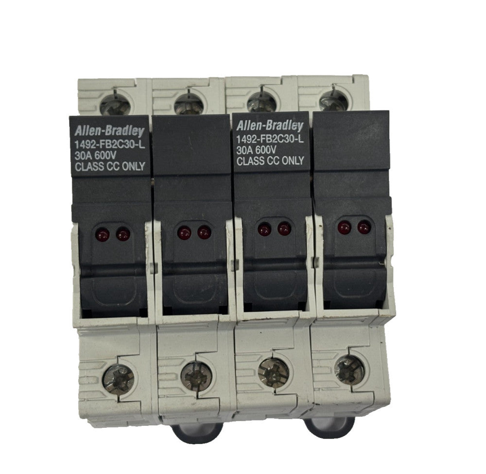 ALLEN BRADLEY 1492-FB2C30-L FUSE HOLDER 30 AMP, 2 POLE, 600 VAC, LOT OF 2