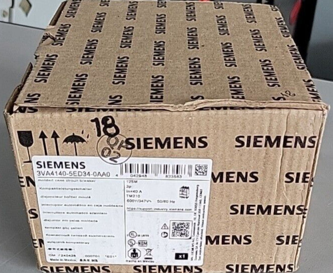 1) SIEMENS 3VA4140-5ED34-0AA0 3 POLE 40 AMP BOLT-ON MOLDED CASE CIRCUIT BREAKER