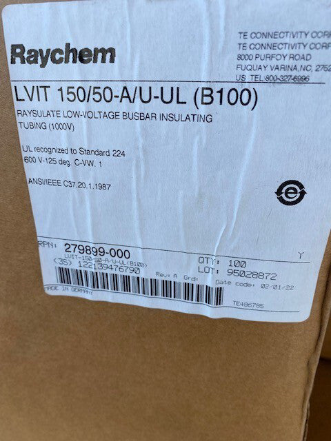(100 FT) Raychem TE Connectivity LVIT-150/50-A/U-UL-(B100) Insulating Tubing NEW