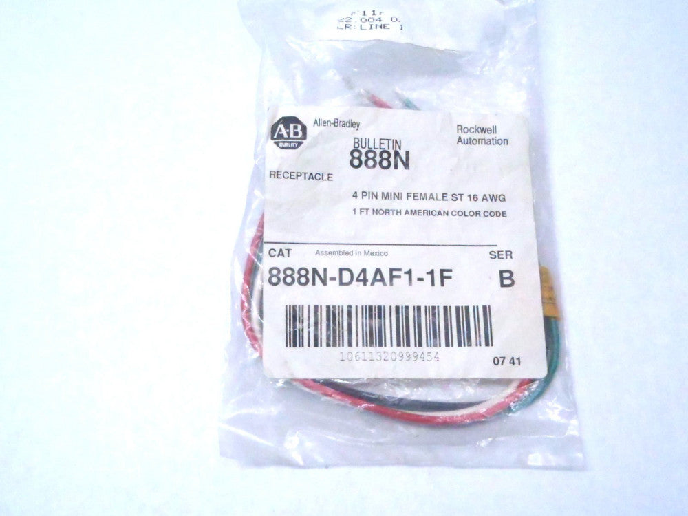 Allen Bradley 888N-D4AF1-1F Receptacle 4 Pin Mini ST 16 AWG SER B