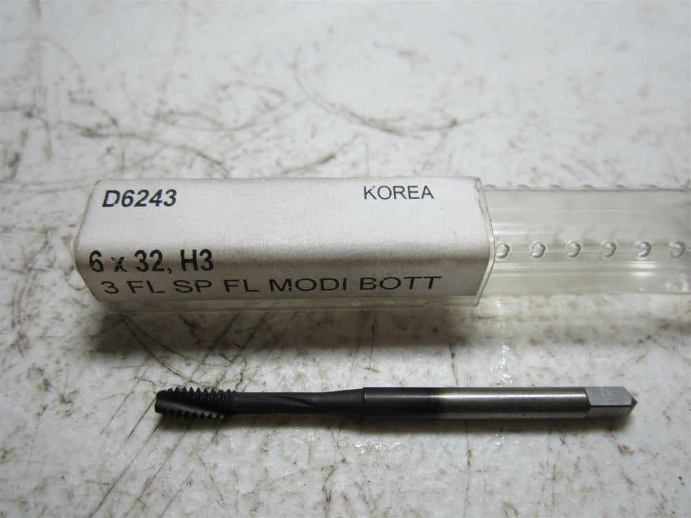 YG-1 (D6243) #6-32 H3 3 Flute Spiral Flute HSS Bottoming Tap
